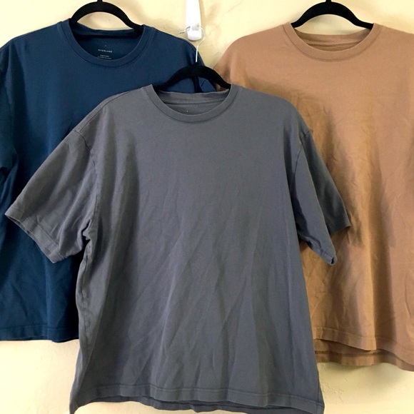Everlane 100% Organic Cotton Short Sleeve T-Shirt Bundle (3) Large Blue Gray - Picture 1 of 6